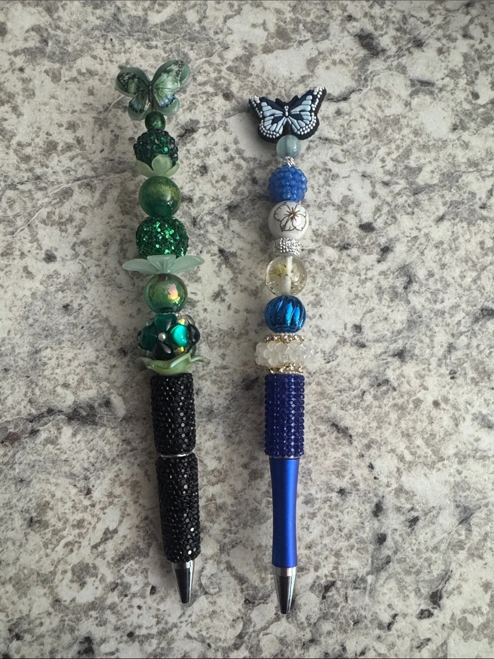 NWOT Bundle of 2 Beaded Pens with Butterflies Handmade by Me